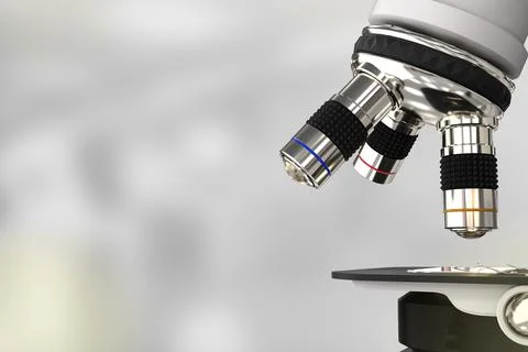 Physics work concept,  lab scientific microscope on bokeh background 스톡 일러스트