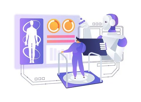 Physio Balance Trainer Robot abstract concept vector illustration. Stock Illustration