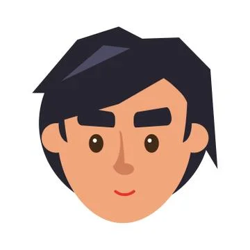 Physiognomy of Boy. Brunet Haired Man Face Front Stock Illustration