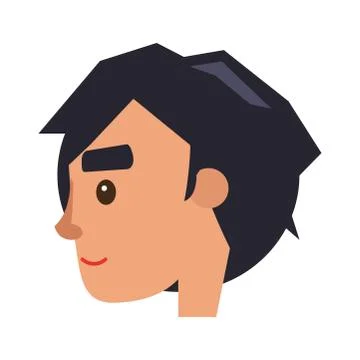 Physiognomy of Boy. Brunet Haired Man Face Profile Stock Illustration