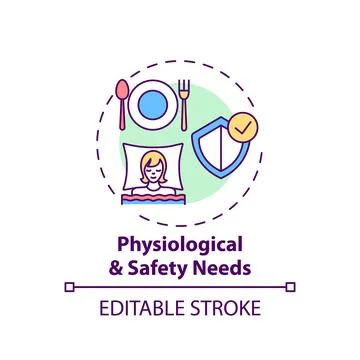 Physiological and safety needs concept icon Stock Illustration