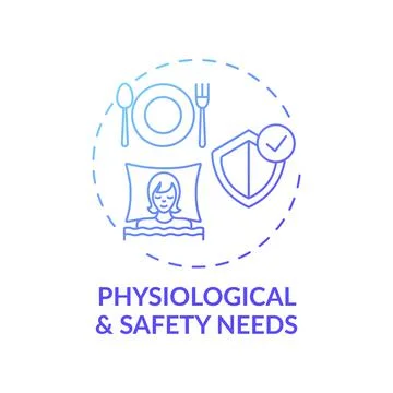 Physiological and safety needs dark blue gradient concept icon Stock Illustration