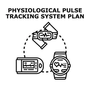 Physiological pulse tracking system plan with wearable devices Stock Illustration