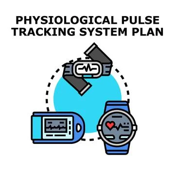 Physiological pulse tracking system plan with wearable devices Stock Illustration