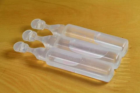 Physiological serum phials Stock Photos