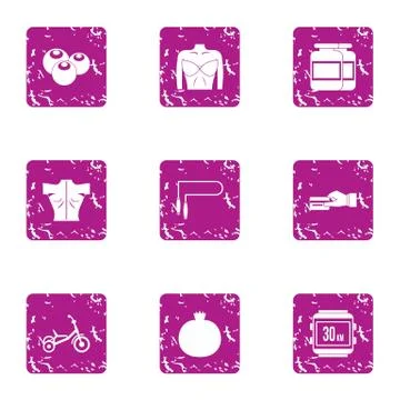 Physiological state icons set, grunge style Stock Illustration