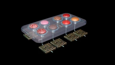 Physiomimetic technology. Organs on a chip. Seamless looping 3d animation Stock Footage 93522730