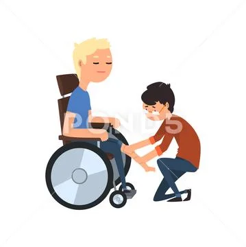 Physiotherapist and disabled patient, medical rehabilitation, physical therapy Stock Illustration