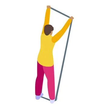 Physiotherapist assisting patient doing pilates exercises with elastic band Stock Illustration