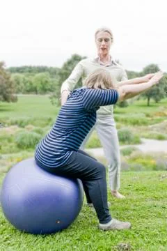 Physiotherapy with ball Stock Photos