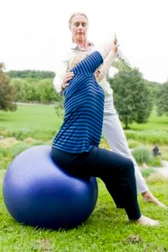 Physiotherapy with ball Stock Photos