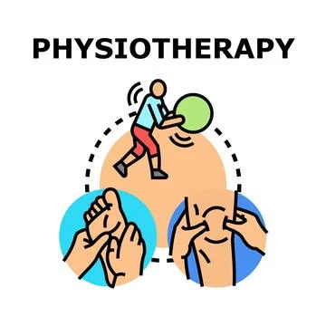 Physiotherapy concept including exercise and manual therapy Stock Illustration