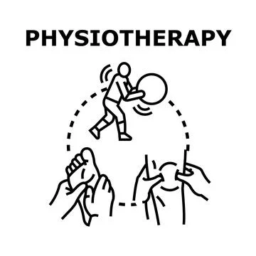 Physiotherapy concept including exercise and manual therapy Stock Illustration
