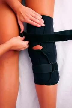 Physiotherapy knee brace Stock Photos