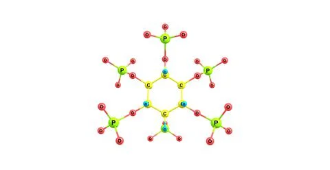 Phytic acid molecular structure on white background Stock Illustration