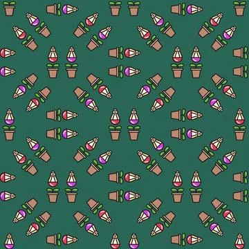 Phyto Lightbulbs vector Grow Light Bulbs with Plants colored seamless pattern Illustrazione stock