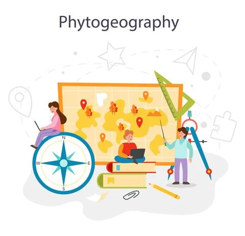 Phytogeography class concept set. Studying the botanical geography. 스톡 일러스트