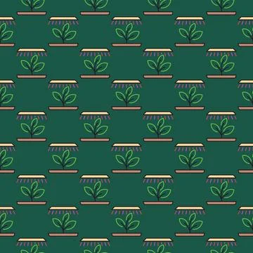 Phytolamp with Seedling vector Grow Light colored seamless pattern Illustration