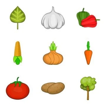 Phytology icons set, cartoon style Stock Illustration