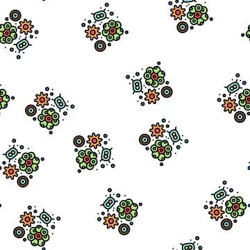 Phytoplankton ocean vector seamless pattern Stock Illustration