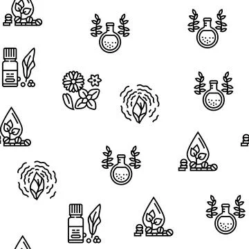 Phytotherapy Treat Vector Seamless Pattern Stock Illustration