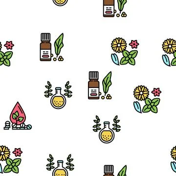 Phytotherapy Treat Vector Seamless Pattern Stock Illustration