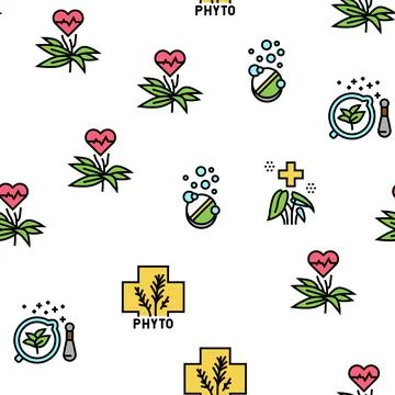 Phytotherapy Treat Vector Seamless Pattern Illustrazione stock
