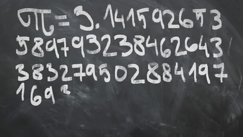Pi - 3.14 Animation On Chalkboard. Video stock 95590849