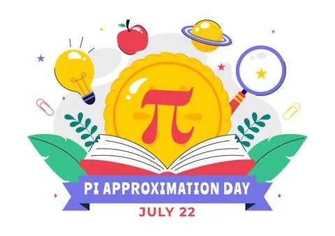 Pi Approximation Day Vector Illustration Celebrated on July 22, Featuring M.. Stock Illustration