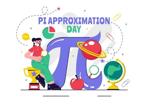 Pi Approximation Day Vector Illustration Celebrated on July 22, Featuring M.. Stock Illustration