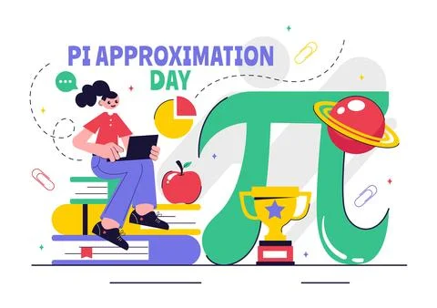 Pi Approximation Day Vector Illustration Celebrated on July 22, Featuring M.. Stock Illustration