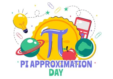 Pi Approximation Day Vector Illustration Celebrated on July 22, Featuring M.. Stock Illustration