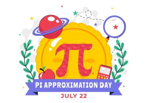 Pi Approximation Day Vector Illustration Celebrated on July 22, Featuring M.. Stock Illustration