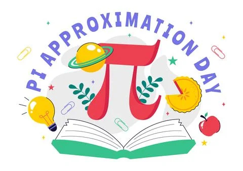 Pi Approximation Day Vector Illustration Celebrated on July 22, Featuring M.. Stock Illustration