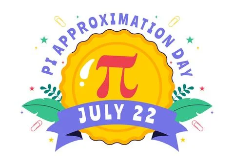 Pi Approximation Day Vector Illustration Celebrated on July 22, Featuring M.. Stock Illustration