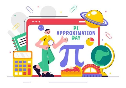 Pi Approximation Day Vector Illustration Celebrated on July 22, Featuring M.. Stock Illustration