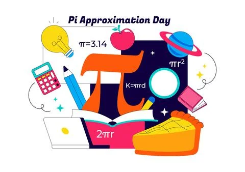 Pi Approximation Day Vector Illustration Featuring Mathematics Concepts Wit.. Stock Illustration