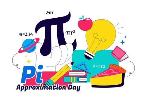 Pi Approximation Day Vector Illustration Featuring Mathematics Concepts Wit.. Stock Illustration