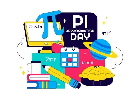 Pi Approximation Day Vector Illustration Featuring Mathematics Concepts Wit.. Stock Illustration