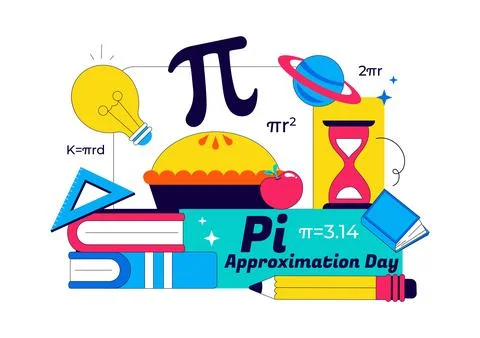 Pi Approximation Day Vector Illustration Featuring Mathematics Concepts Wit.. Stock Illustration