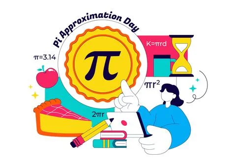 Pi Approximation Day Vector Illustration Featuring Mathematics Concepts Wit.. Stock Illustration
