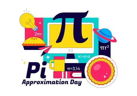 Pi Approximation Day Vector Illustration Featuring Mathematics Concepts Wit.. Stock Illustration