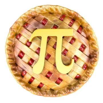 Pi day, concept. Pi symbol on lattice berry pie, 3d rendering Stock Illustration