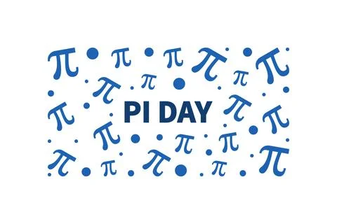 Pi Day on March 14th vector blue horizontal banner - Math illustration Stock Illustration