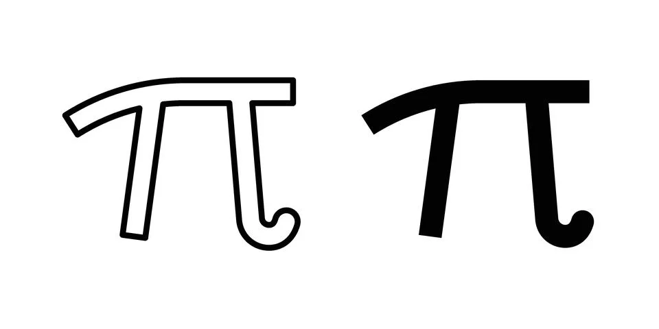 Pi icon silhouette vector set. thin line pack Stock Illustration