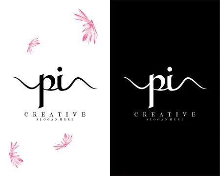 Pi, ip handwriting script font letter logo design template vector Stock Illustration