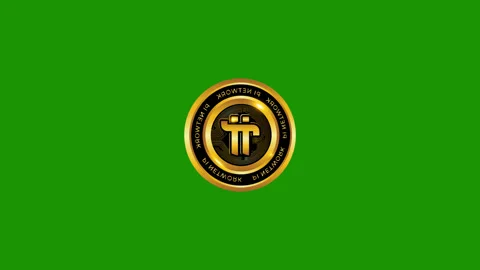 Pi Network gold coin rotating on green screen background Stock Footage 230003076