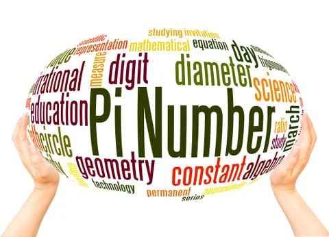 Pi number word cloud sphere concept 스톡 일러스트