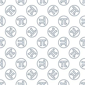 Pi symbol in circle vector concept line round seamless pattern Stock Illustration