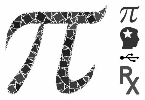 Pi symbol Composition Icon of Bumpy Items Stock Illustration